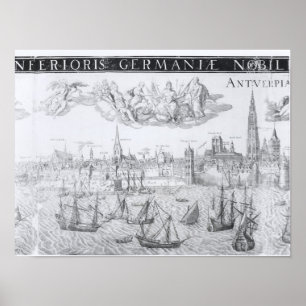 Póster Plano de cidade de Antuérpia, 1549