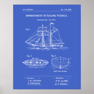 Poster Plano de embarcação à vela patente