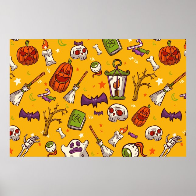 Poster Plano de Fundo com Tema de Halloween em Padrão de  (Frente)