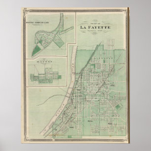 Poster Plano de La Fayette com Cidade de Batalha