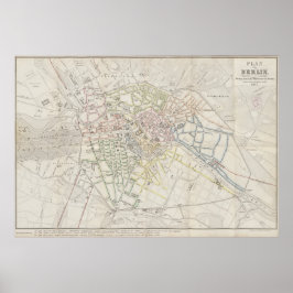 Poster Plano de Layout Urbano de Berlim de 1847, Mapa Ale