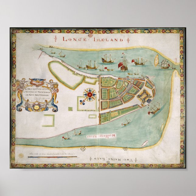 Poster Plano de Long Island New York 1664 (Frente)