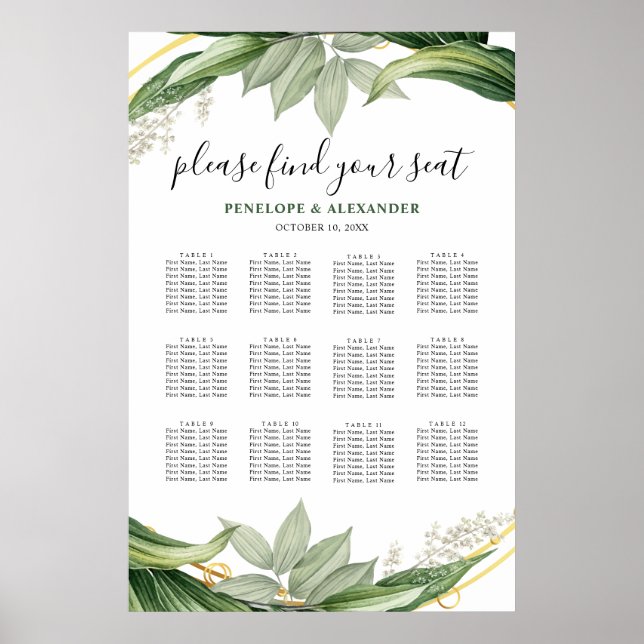 Poster Plano de Mesa de Assento com Folhas de Verdura Bot (Frente)