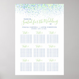 Poster Plano de mesa de casamento azul-verde abstrato