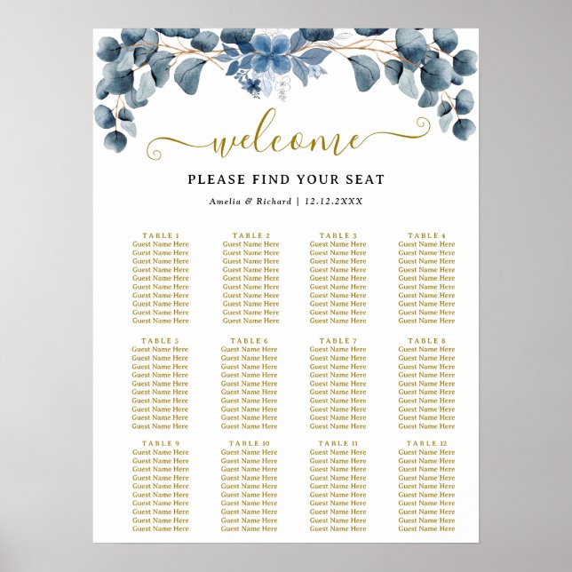 Poster Plano de Mesa de Casamento com Vegetação Rústica (Frente)