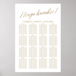 Poster Plano de Mesa de Tengo Hambre, Dourado Elegante
