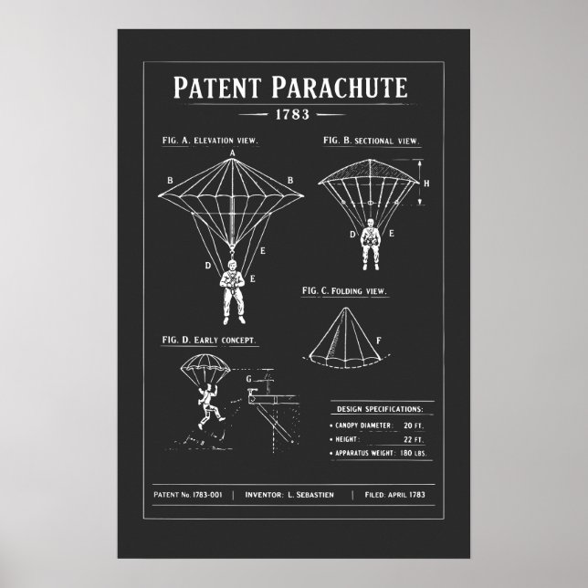 Poster Plano de Paraquedas de Patente (Frente)