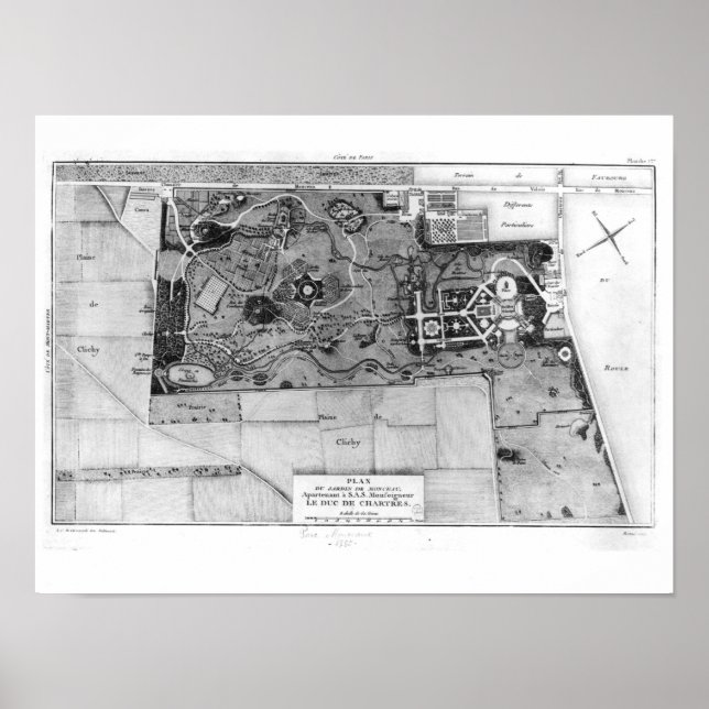Póster Plano de Parc Monceau em Paris (Frente)