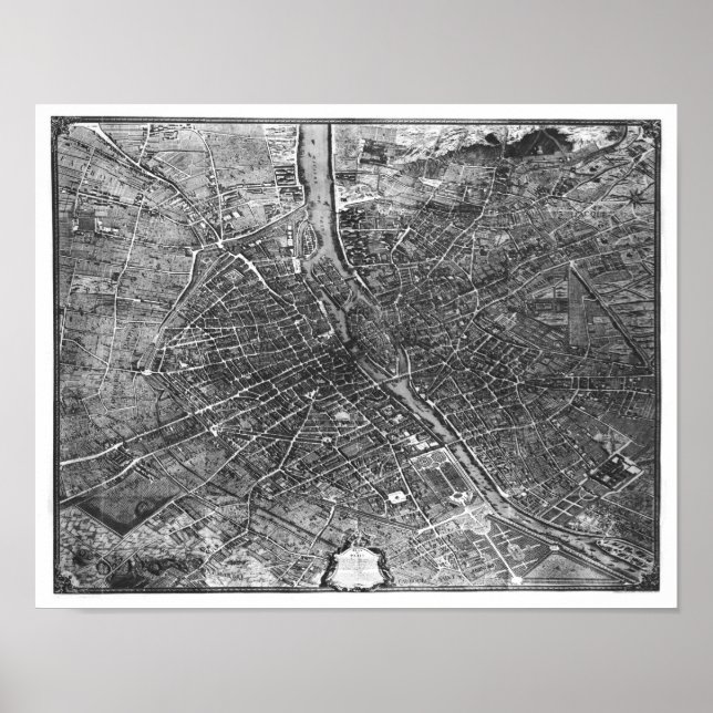 Poster Plano de Paris, conhecido como "Plano de Turgot" (Frente)