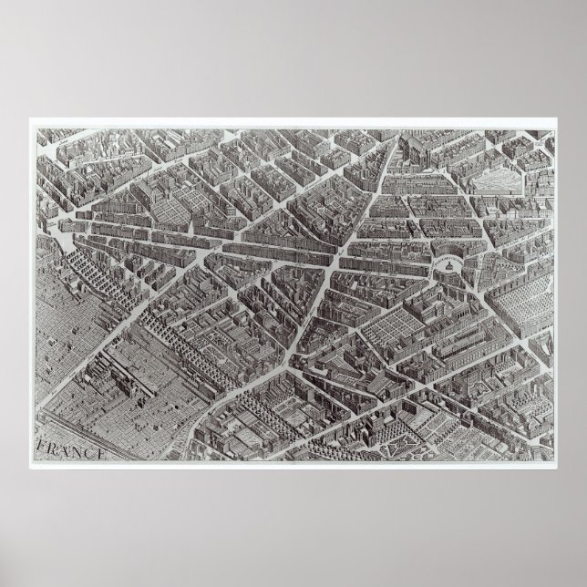 Poster Plano de Paris, conhecido como "Plano de Turgot" (Frente)