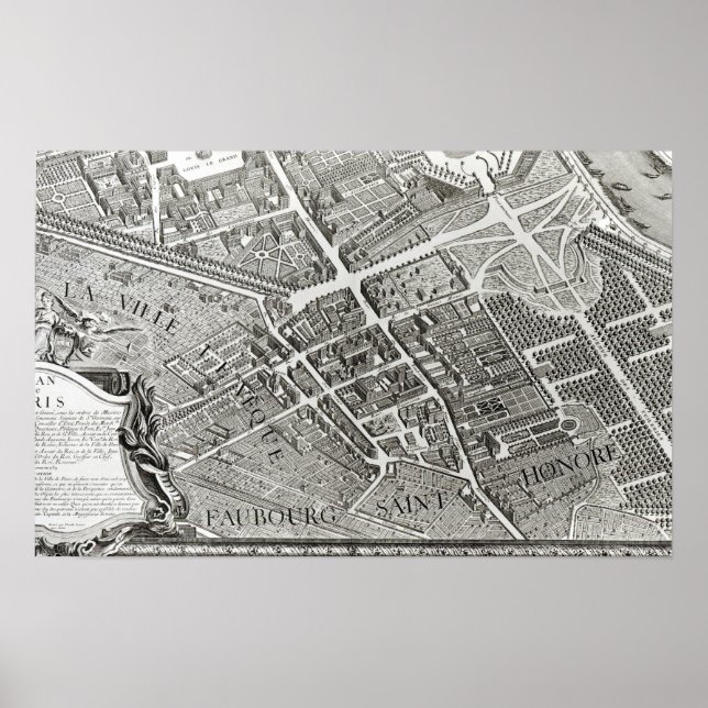 Poster Plano de Paris, conhecido como "Plano de Turgot" (Frente)