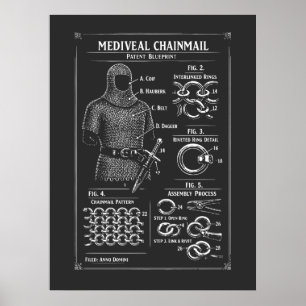 Poster Plano de Patente de Cota de Malha Medieval