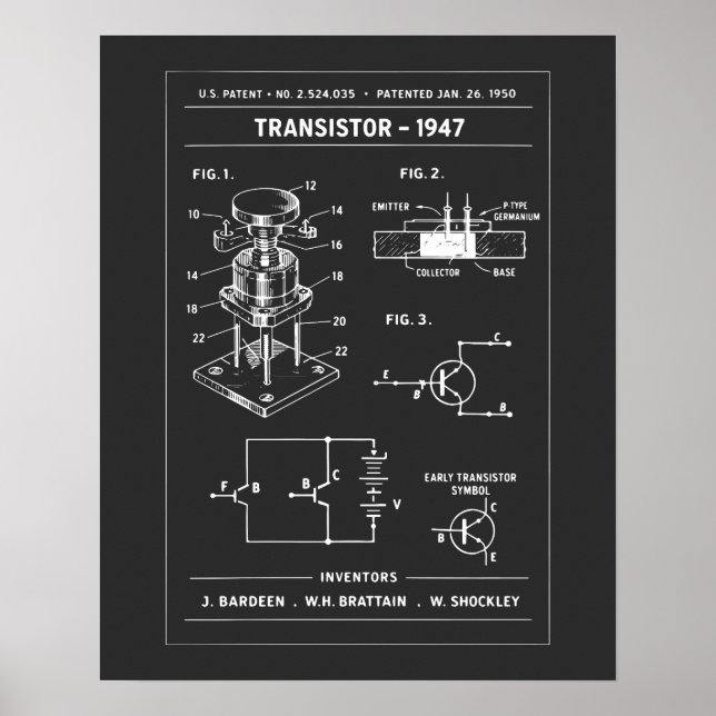 Poster Plano de Patente de Transistor (Frente)
