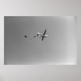 Poster Plano de salto dos Paraquedistas Pretos e Brancos 