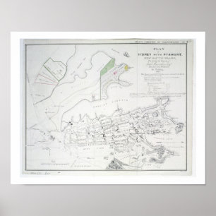 Póster Plano de Sydney com Pyrmont, Novo Gales do Sul,