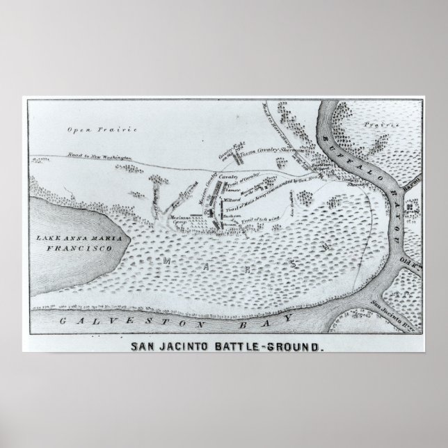Póster Plano de Terra da Batalha de San Jacinto (Frente)
