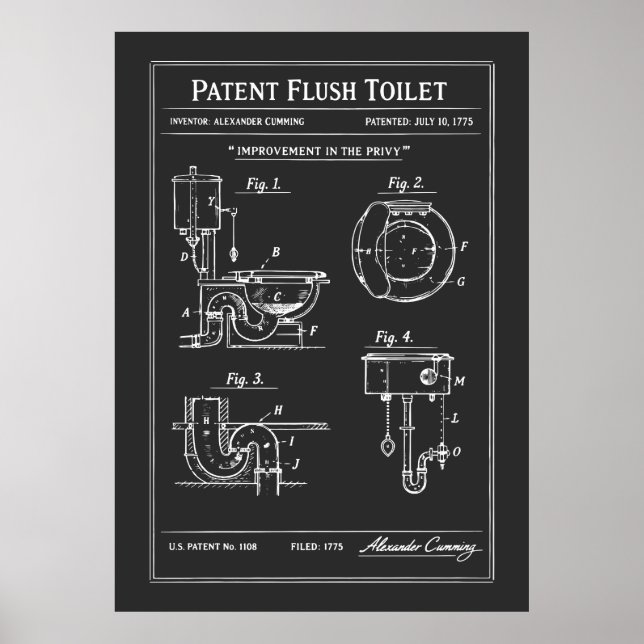 Poster Plano de Vaso Sanitário com Descarga Patenteada (Frente)