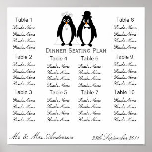 Póster Plano do assento do comensal de casamento dos