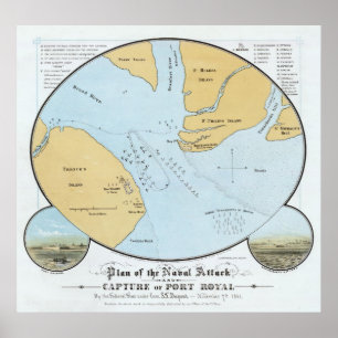 Póster Plano do ataque e da captação navais do porto