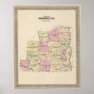 Póster Plano do Condado de Orange em Vermont