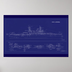 Poster Plano do encouraçado USS Arizona