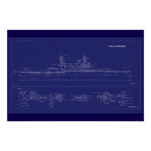 Póster Plano do encouraçado USS Arizona