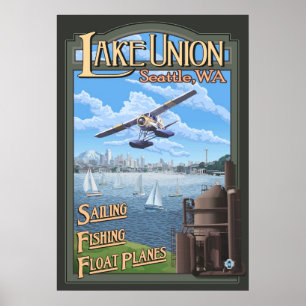 Póster Plano do flutuador da união do lago - Seattle,