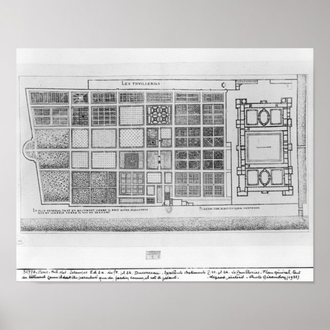 Poster Plano do Palácio e Jardim das Tuilarias (Frente)