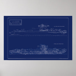 Poster Plano do submarino U.S.S. Croaker