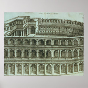 Póster Plano do Teatro de Marcelo, Roma, 1558 (passageiro