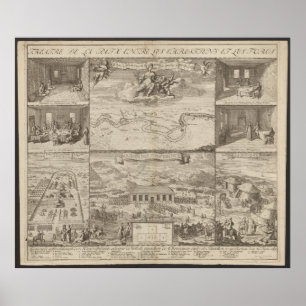 Poster Plano do Tratado de Karlowitz de 1699, Mapa da Eur