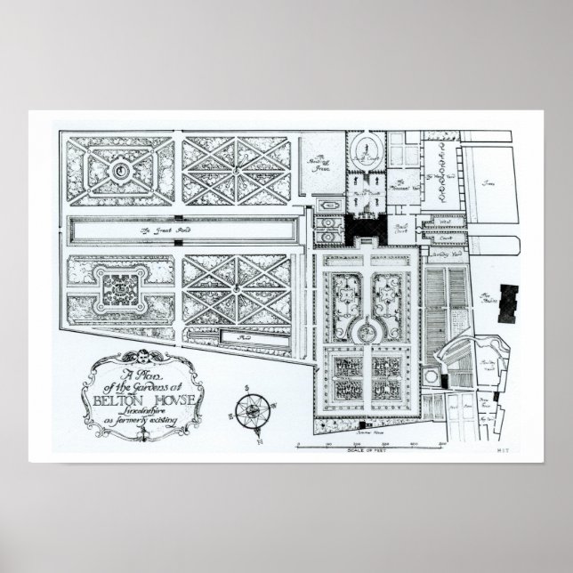 Póster Plano dos Jardins de Belton House, Lincolnshir (Frente)