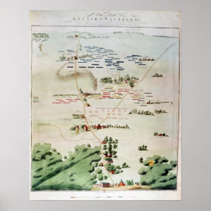 Póster Plano e ideia da batalha de Waterloo
