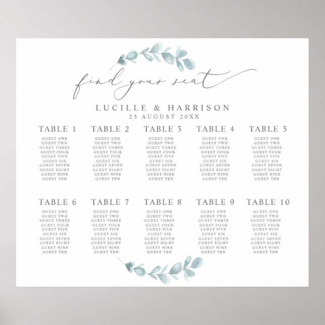 Poster Plano Ereal Eucalyptus de Casamento (Frente)