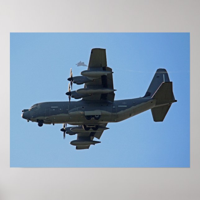 Poster Plano Hércules C-130 com F-35 Silhouette (Frente)