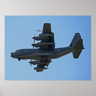 Poster Plano Hércules C-130 com F-35 Silhueta