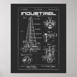 Poster Plano Industrial: Mecânica de Plataforma de Petról