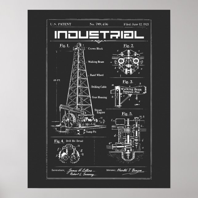 Poster Plano Industrial: Mecânica de Plataforma de Petról (Frente)