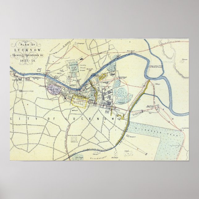 Póster Plano Lucknow mostrando Operações (Frente)