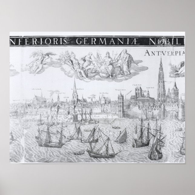 Póster Plano Municipal de Antuérpia, 1549 (Frente)