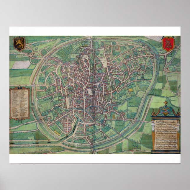 Poster Plano Municipal de Bruxelas, de Civitates Orbis Te (Frente)