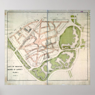 Poster Plano propor da rua para Fenway ocidental, MÃES d