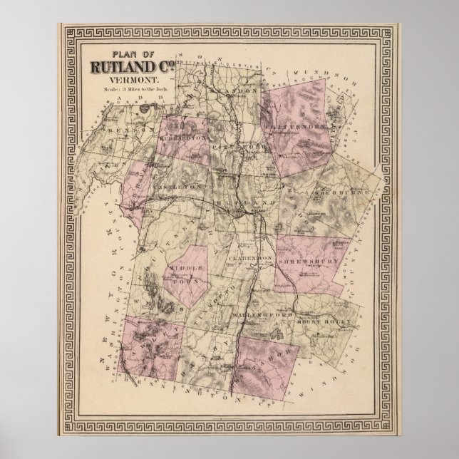 Poster Plano Rutland Vermont (Frente)