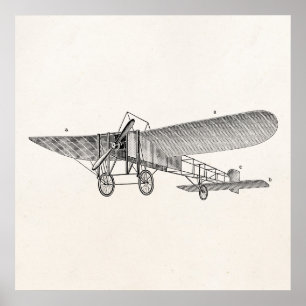 Póster Plano velho retro do suporte do avião da hélice 