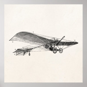 Poster Plano velho retro do suporte do avião da hélice 