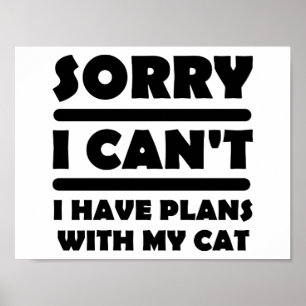 Poster Planos Com o Meu Gato Cartaz Divertido