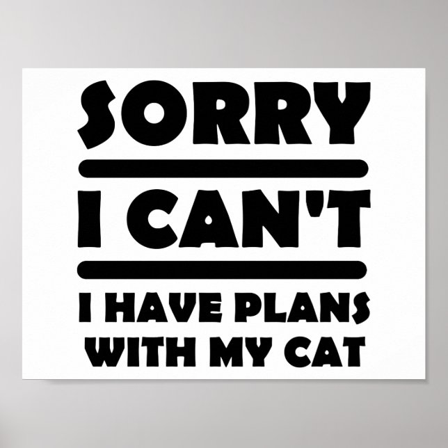 Poster Planos Com o Meu Gato Cartaz Divertido (Frente)