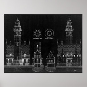 Póster Planos de Farol de Chalkboard