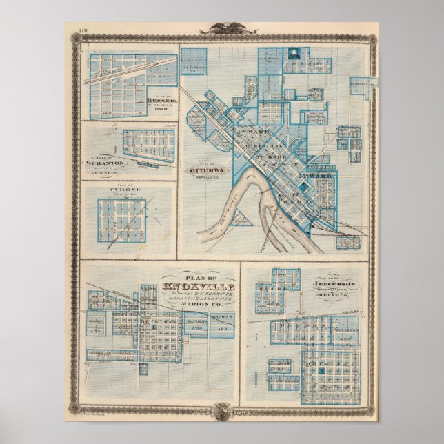 Póster Planos de Ottumwa, Russell, Scranton (Frente)