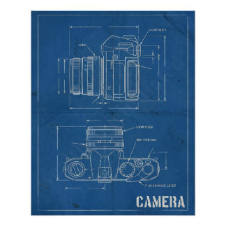 Póster Planta de Câmera Antiga – Arte de Parede Retrô